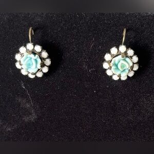 Sabika Floral Earrings with Aqua and White